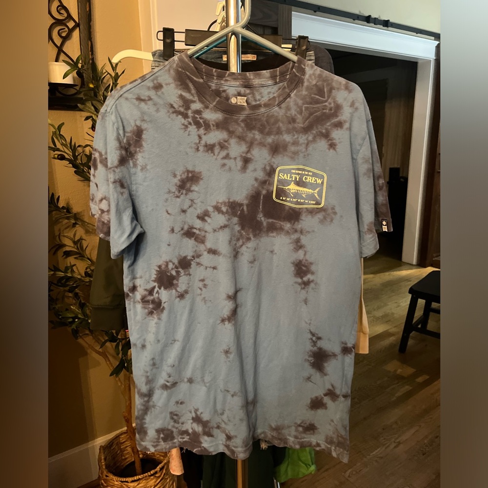 Salty Crew Alpha Tie Dye premium t-shirt, blue, men’s medium